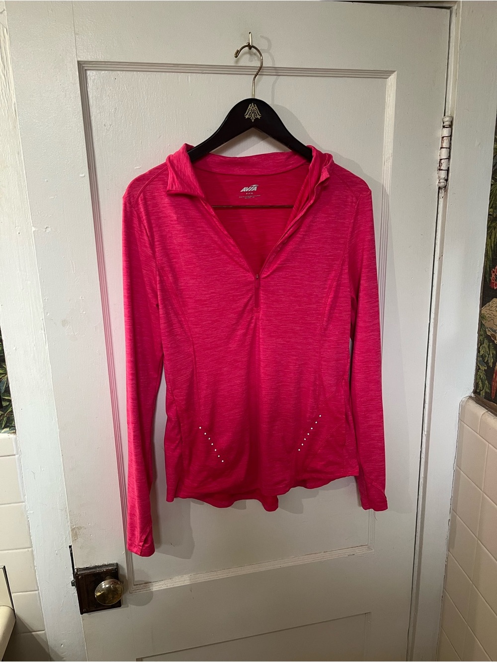 Avia Hot Pink Heathered Quarter-Zip Pullover Top - Size Medium EUC